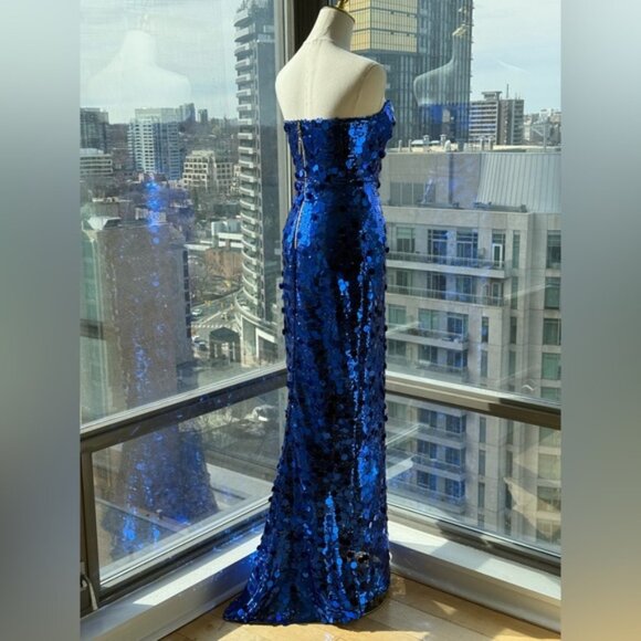 🆕 BRONX & BANCO 🧿 NWOT Farah Strapless Sequins Gown, Royal Blue, Sz XS US 2 - Picture 9 of 16
